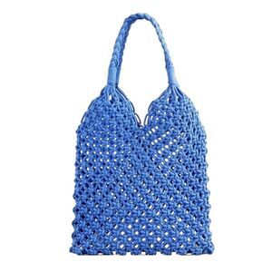 J.Crew Cadiz Hand-Knotted Rope Tote Bag NWT Brilliant Ocean Blue